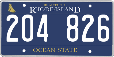 RI license plate 204826