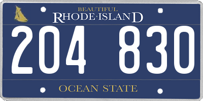 RI license plate 204830