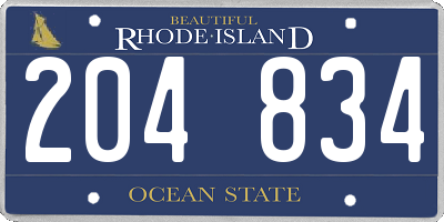 RI license plate 204834