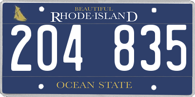 RI license plate 204835