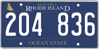 RI license plate 204836