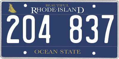 RI license plate 204837