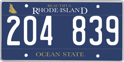 RI license plate 204839