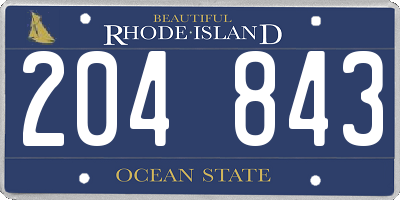 RI license plate 204843