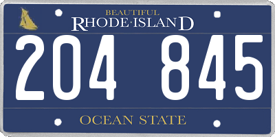 RI license plate 204845
