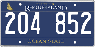 RI license plate 204852