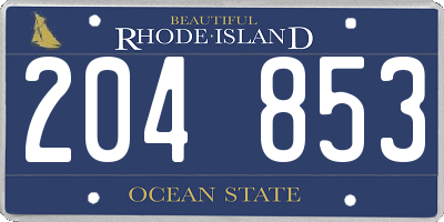 RI license plate 204853