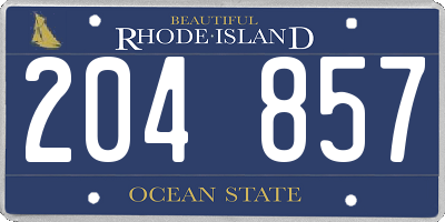RI license plate 204857