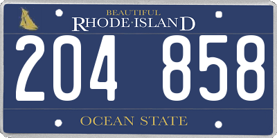 RI license plate 204858