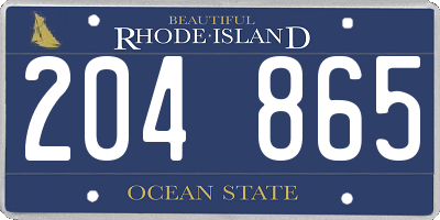 RI license plate 204865