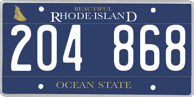 RI license plate 204868