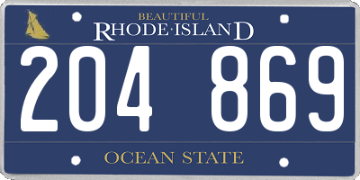 RI license plate 204869