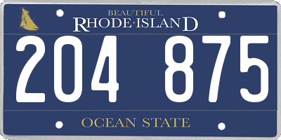 RI license plate 204875