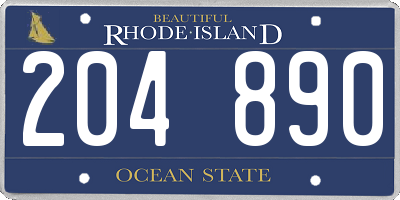 RI license plate 204890