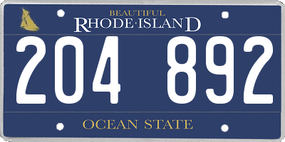 RI license plate 204892