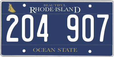RI license plate 204907