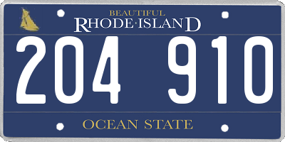 RI license plate 204910