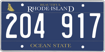 RI license plate 204917