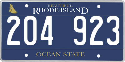 RI license plate 204923