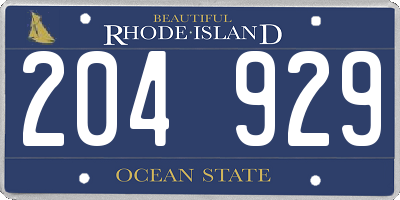 RI license plate 204929