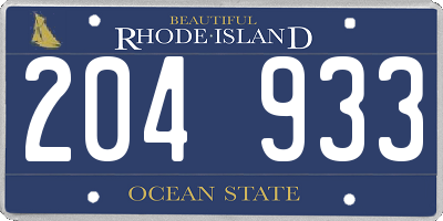 RI license plate 204933