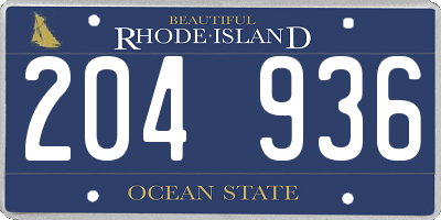 RI license plate 204936