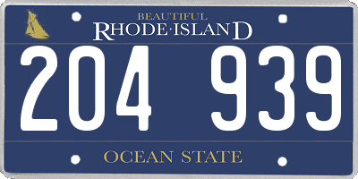 RI license plate 204939