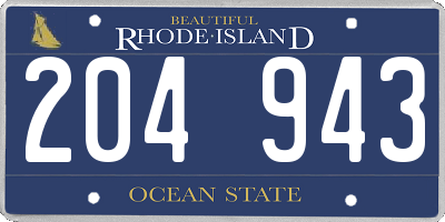 RI license plate 204943