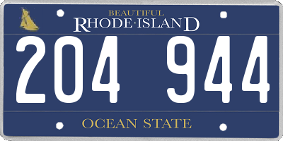 RI license plate 204944