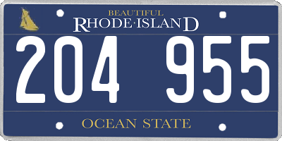 RI license plate 204955