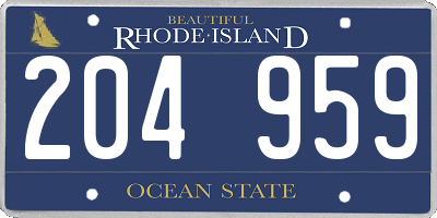 RI license plate 204959