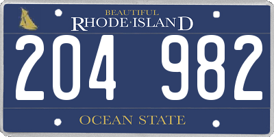 RI license plate 204982