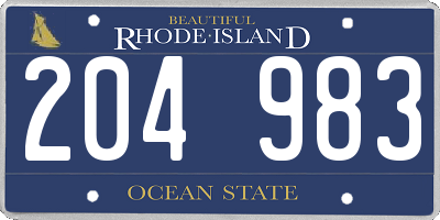 RI license plate 204983