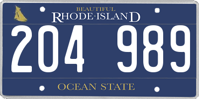 RI license plate 204989