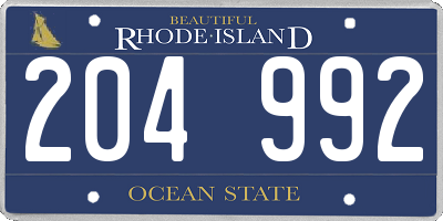 RI license plate 204992