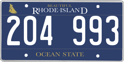 RI license plate 204993