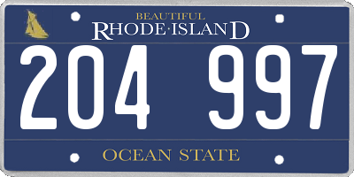 RI license plate 204997