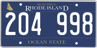 RI license plate 204998