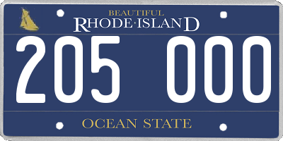 RI license plate 205000