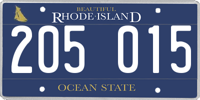 RI license plate 205015