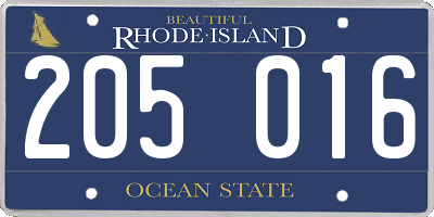 RI license plate 205016