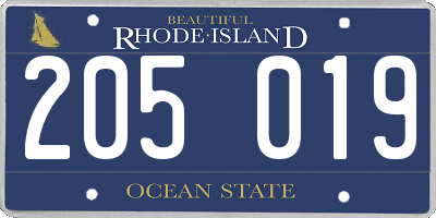 RI license plate 205019