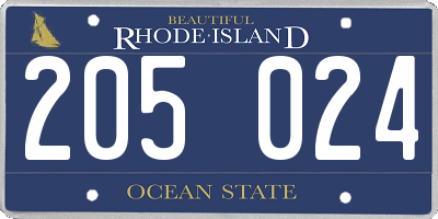 RI license plate 205024
