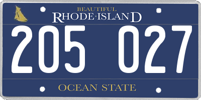 RI license plate 205027