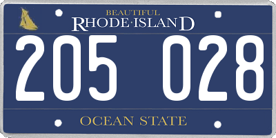 RI license plate 205028