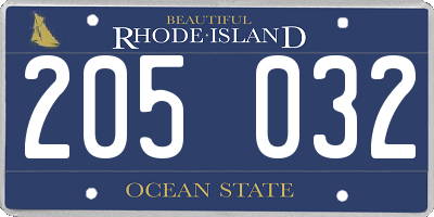RI license plate 205032
