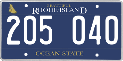 RI license plate 205040