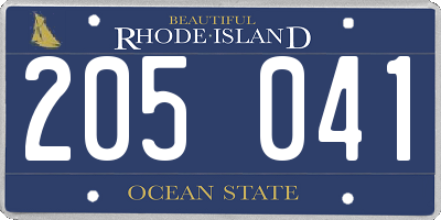 RI license plate 205041