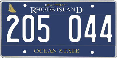 RI license plate 205044