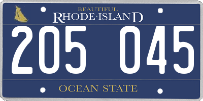RI license plate 205045